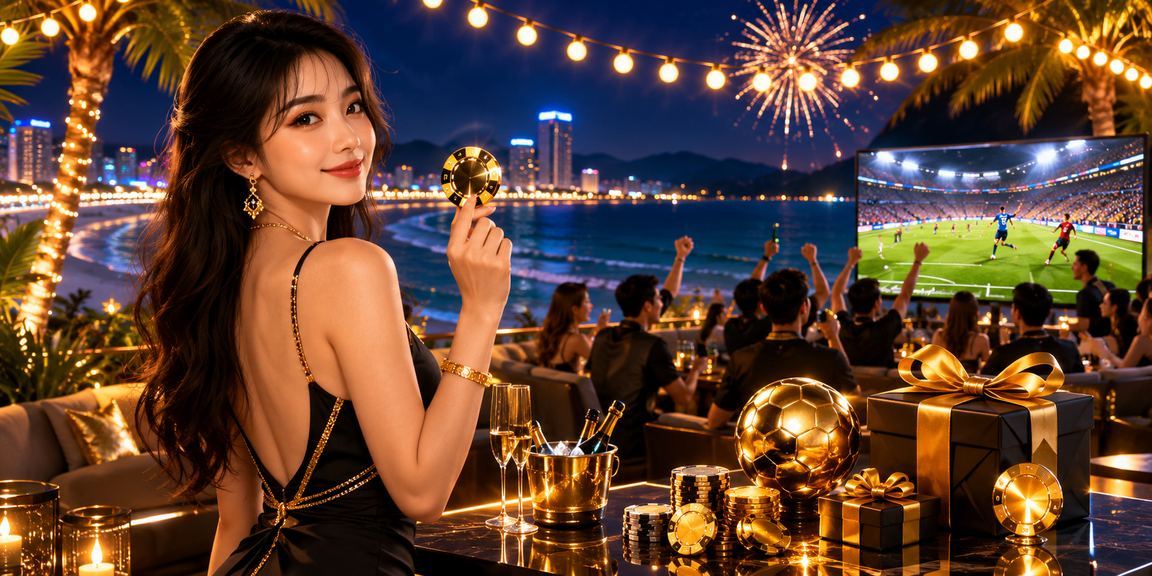 Buổi tối bãi biển Đà Nẵng, người dùng theo dõi khuyến mãi cuối tuần trên điện thoại